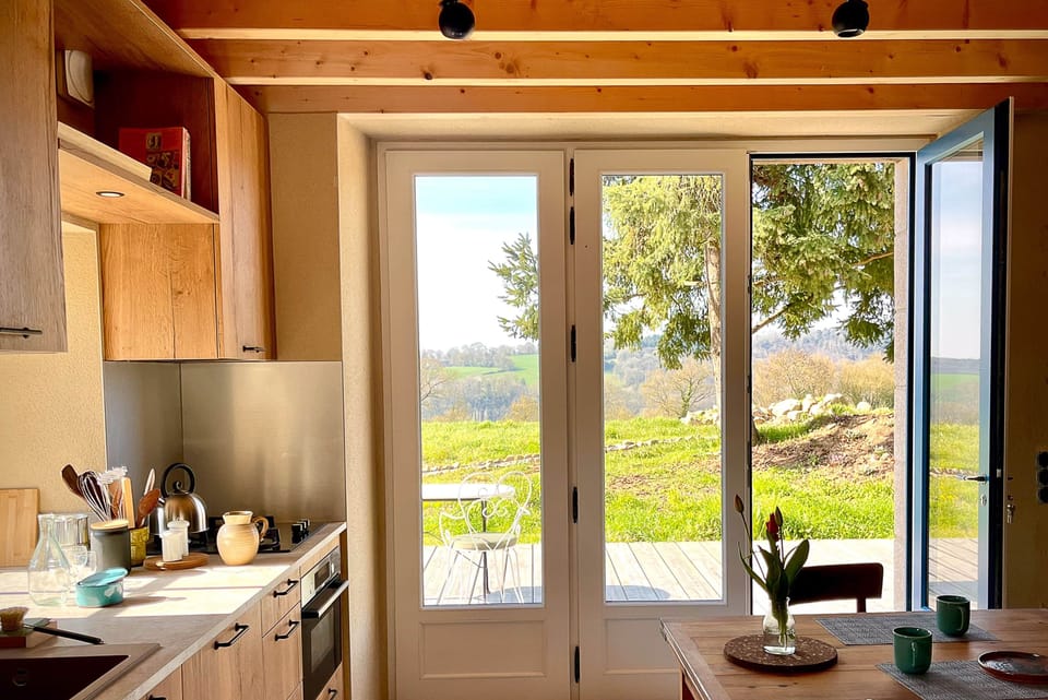 View out from the kitchen and dining area