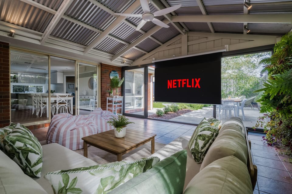 Undercover area to enjoy and watch a movie