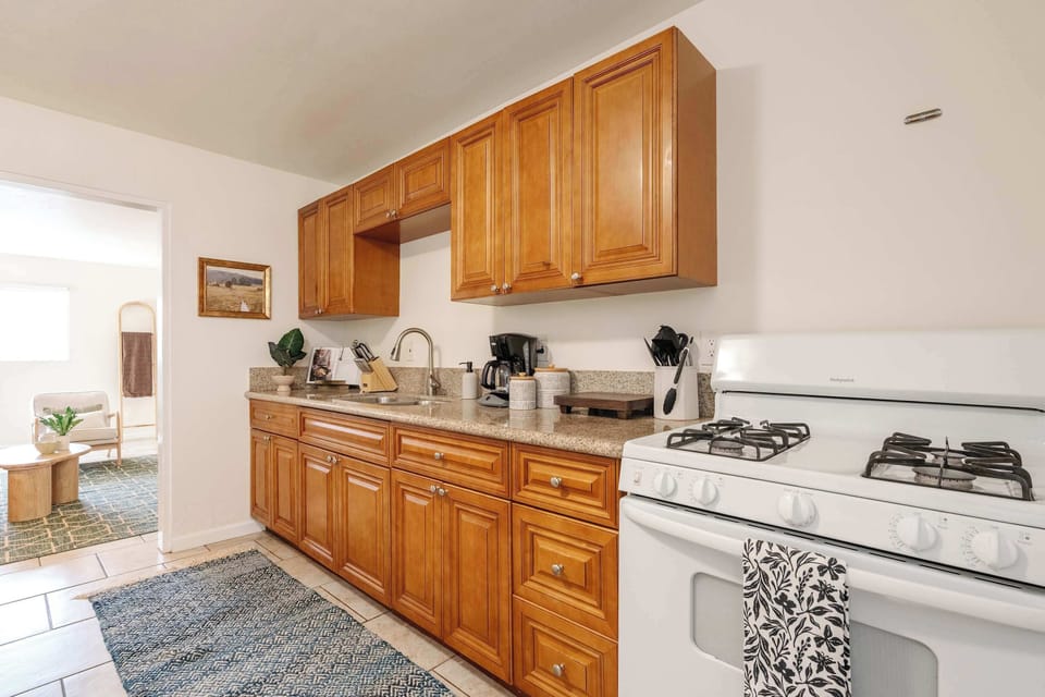 Kitchen with ample counter space and everything needed to cook