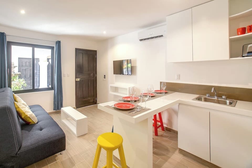 Living room and dining area