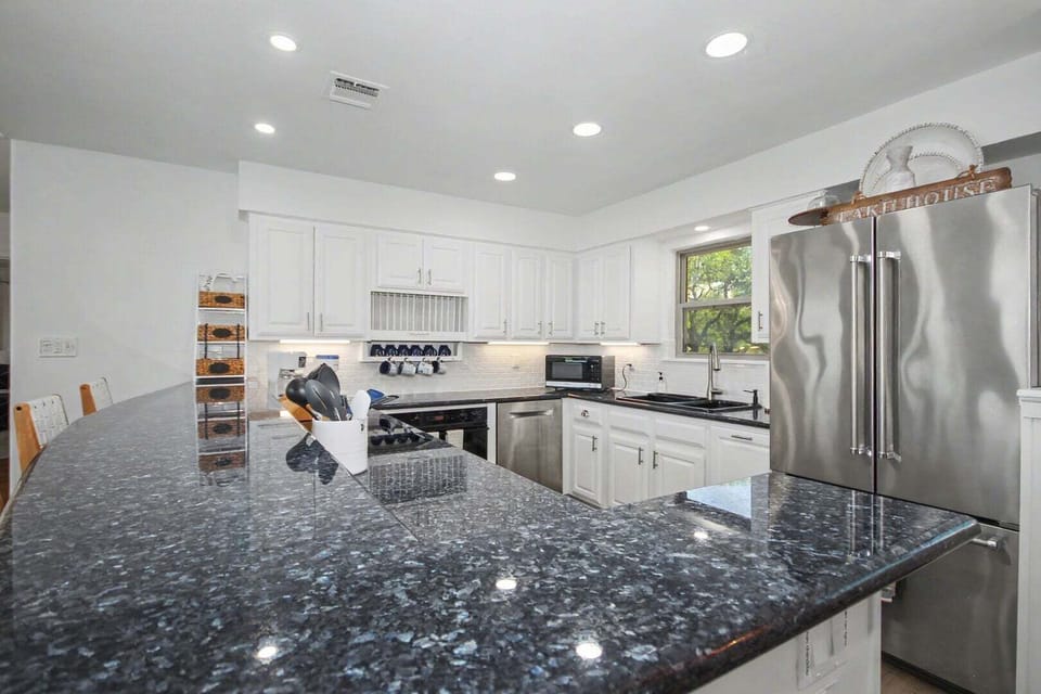 Well-appointed kitchen + island