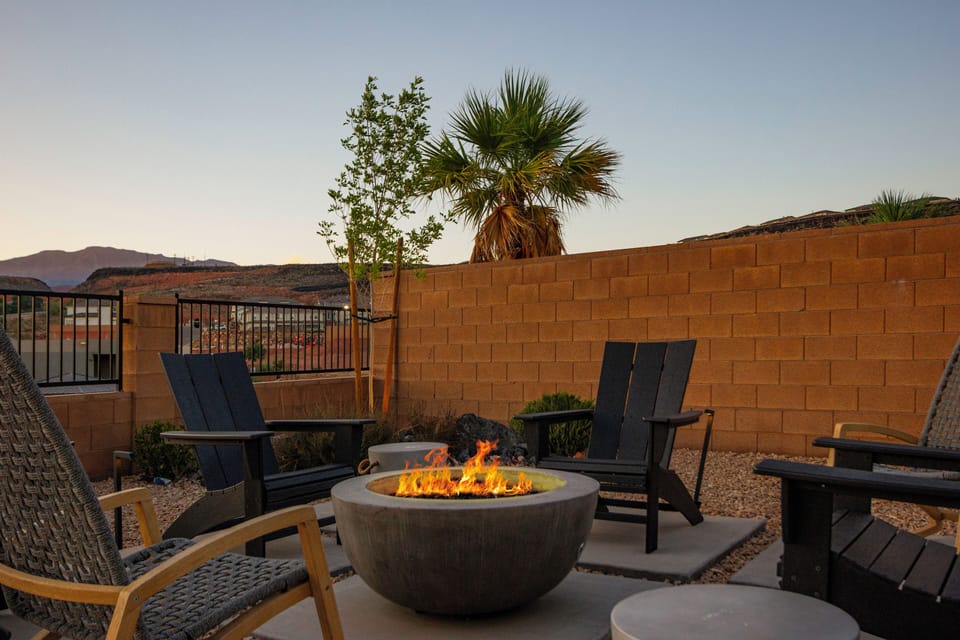 Private backyard with firepit