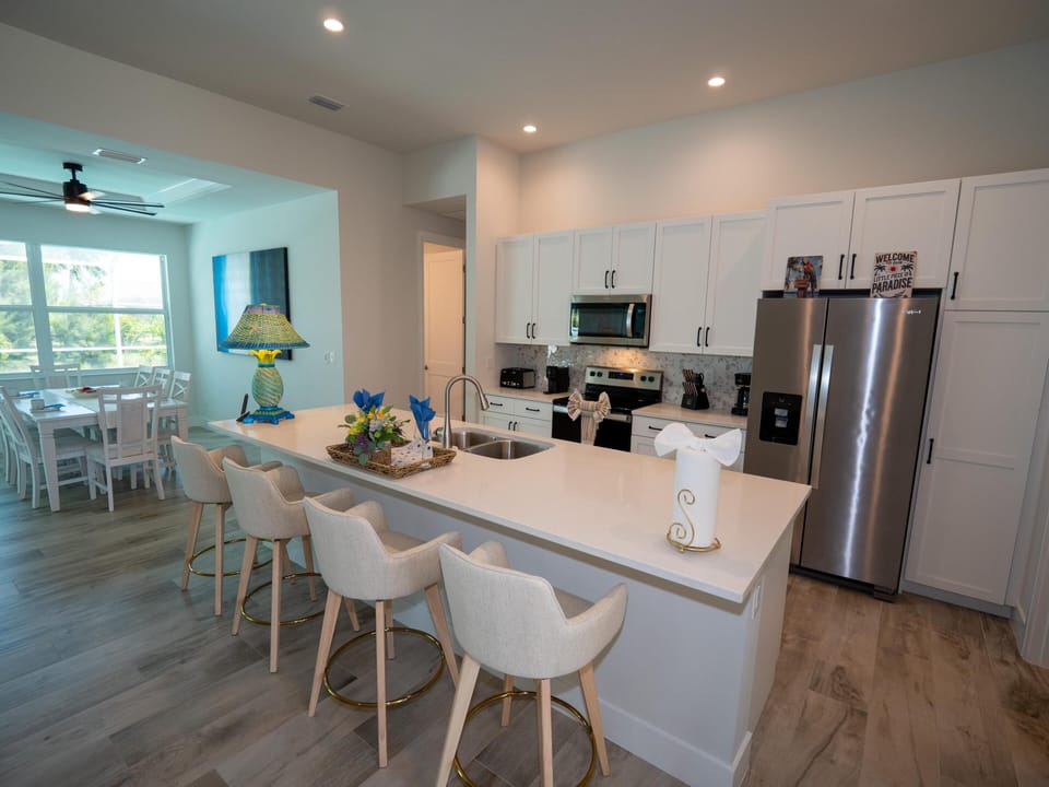 Modern kitchen with spacious island and sleek appliances