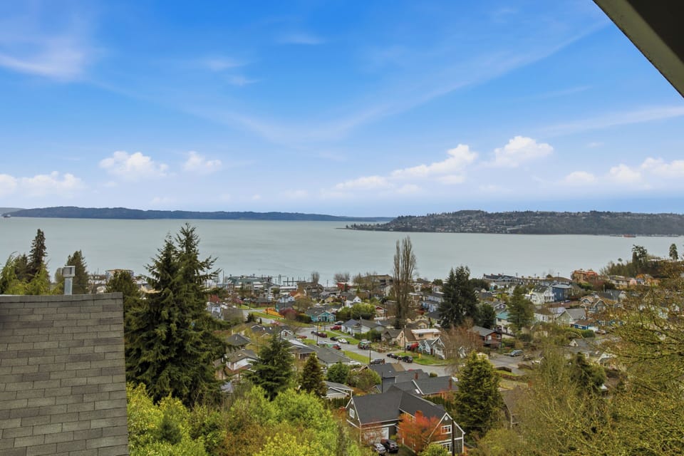 This view of Commencement Bay is not only from the balcony near the dining room but throughout the house!