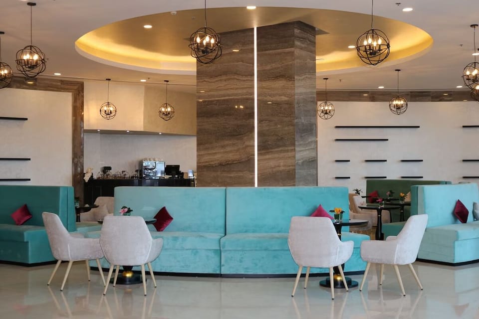 Sink into plush seating and savor a calm, airy lobby.