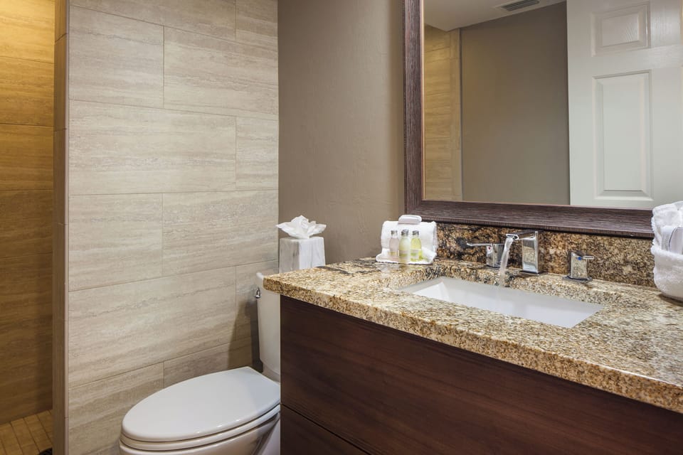 Refresh each morning with granite vanity and spa-clean towels.