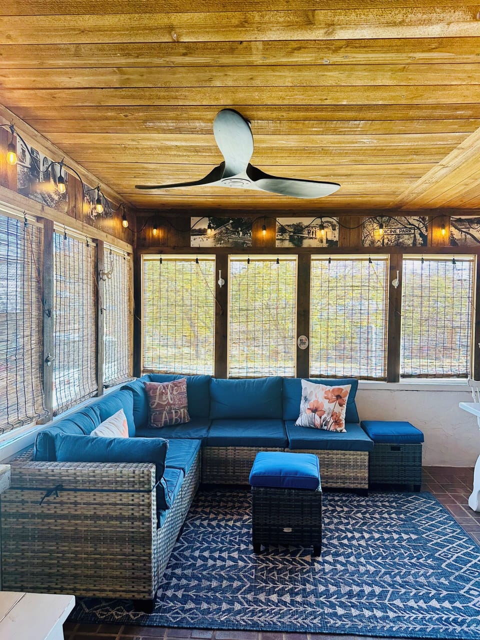 Wicker couch & 2 ceiling fans