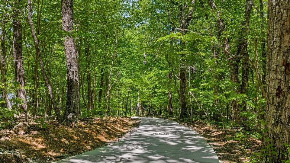 Private concrete/graveled road winds through Woodland Retreat at DeSoto :)
