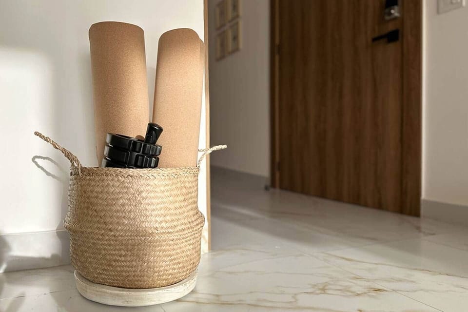 Yoga mats and foam roller set—for living room or rooftop