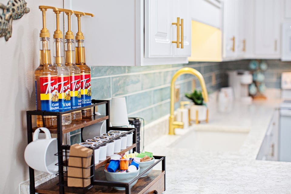 Your morning ritual, elevated. Enjoy our fully-stocked signature coffee bar featuring a Keurig, gourmet starter pods, creamers and a variety of Torani syrups for that perfect seaside latte.