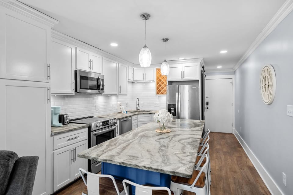 Spacious kitchen with large island—perfect for groups