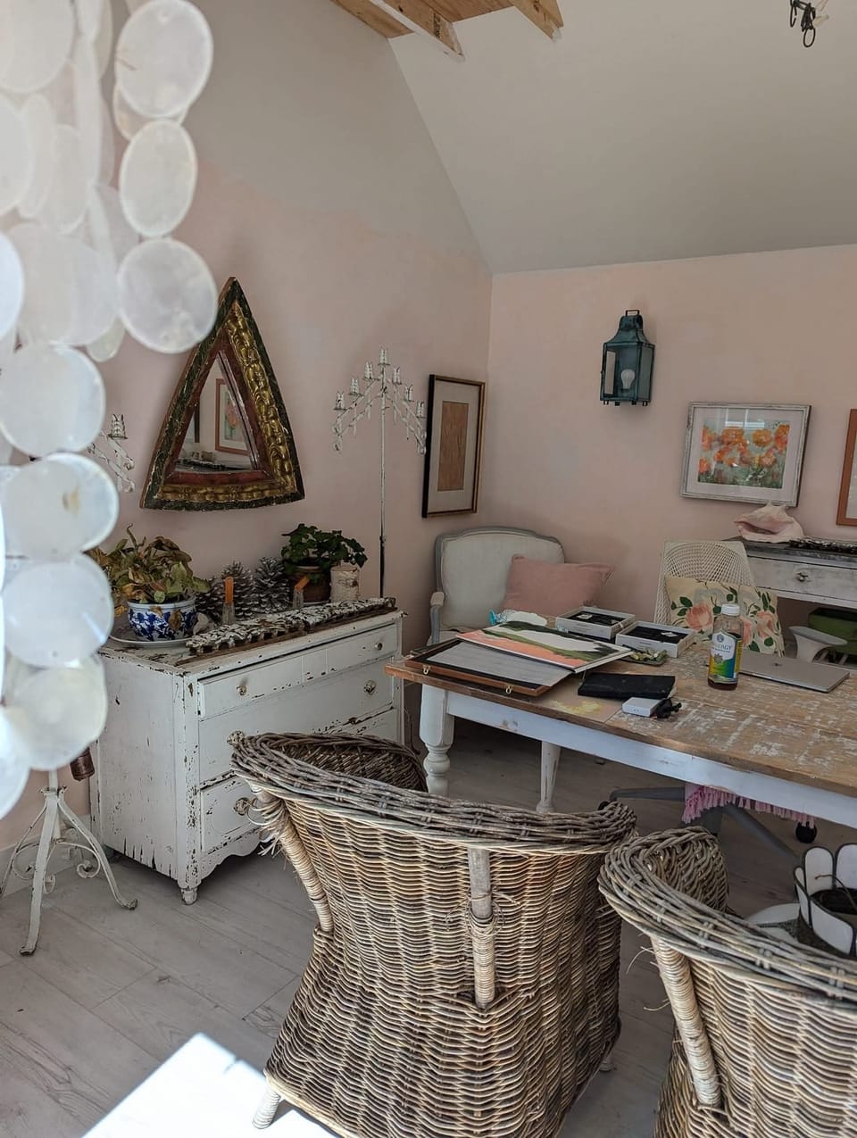 Inside my artist's studio in backyard... available to rent for artist retreat!