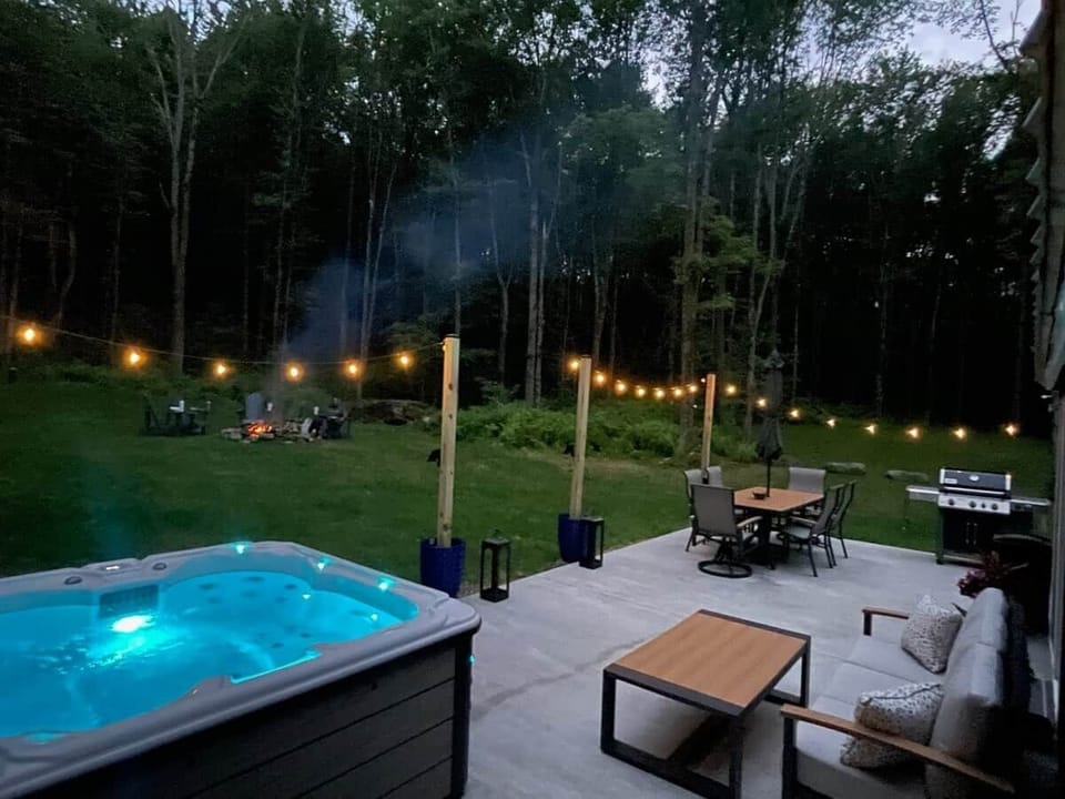 Back patio with Hot Tub