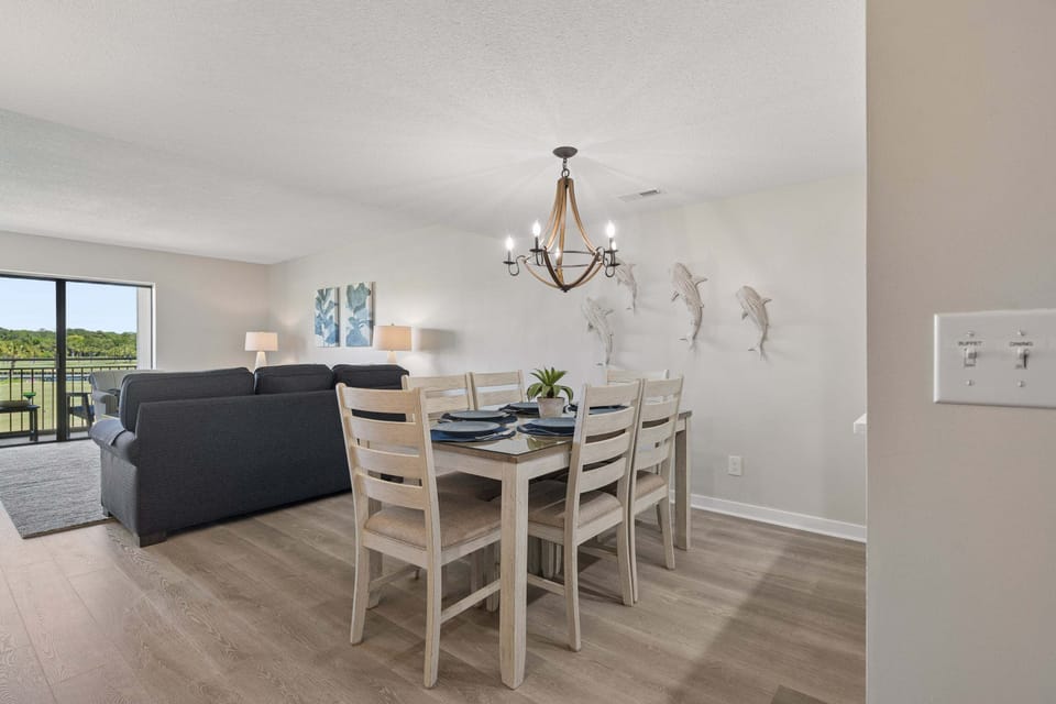 Enjoy dining together at the table or taking things outside on the balcony for a more relaxed, coastal feel.