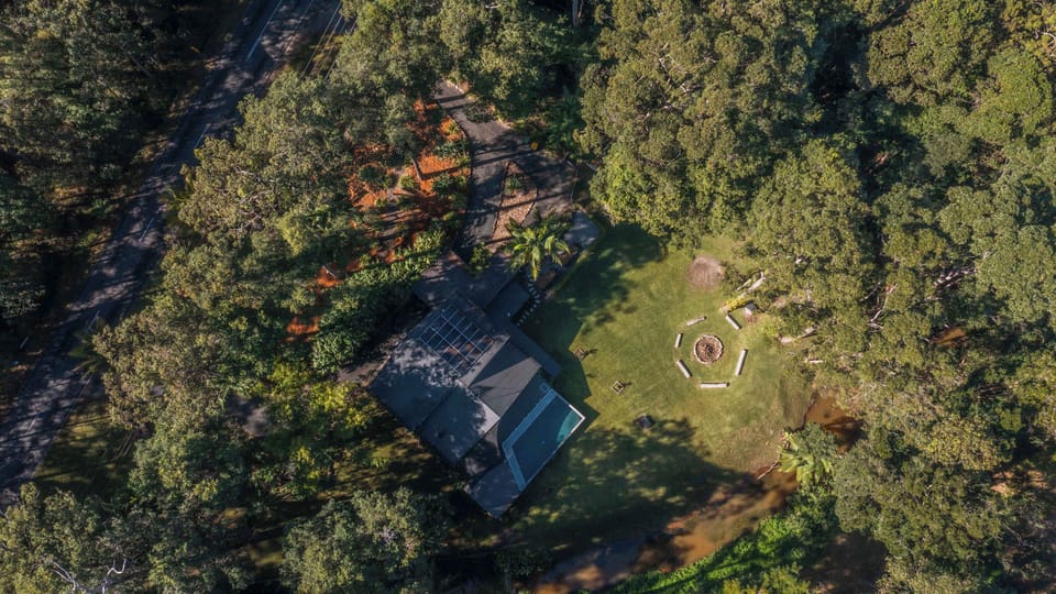 Stylish rainforest retreat with a heated salt water pool
