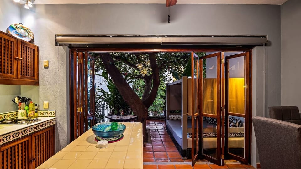 Kitchen opens up to Patio