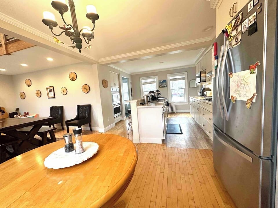 A full kitchen, double oven and a fully stocked kitchen with everything from an air fryer to a Breville espresso maker awaits.