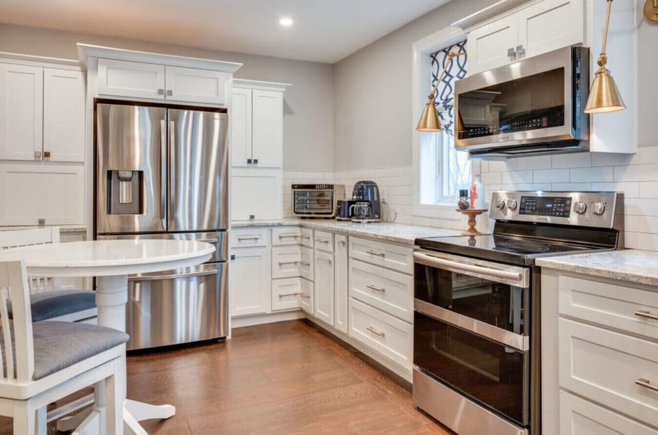 Kitchen | Stainless Steel Refrigerator | Electric Range & Microwave