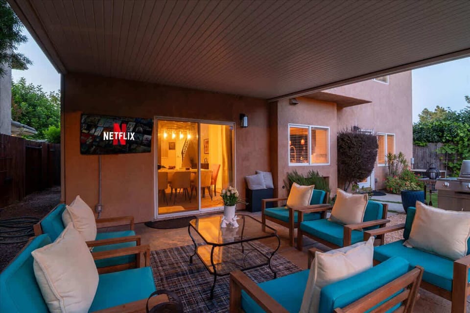 Sit outside on very comfortable seating and enjoy a movie or your favorite show with friends and family.