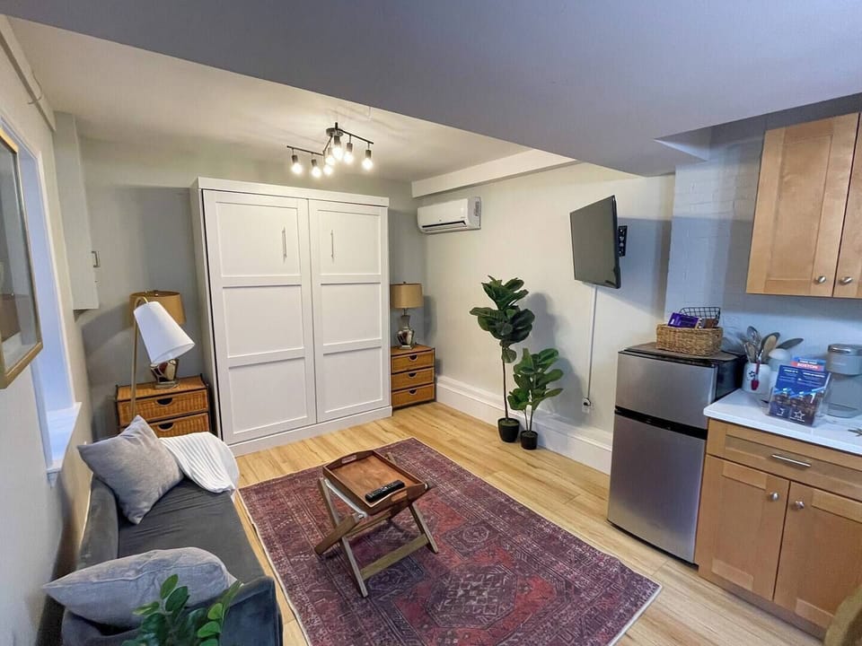 Space as seen upon entering. Murphy bed is currently put away