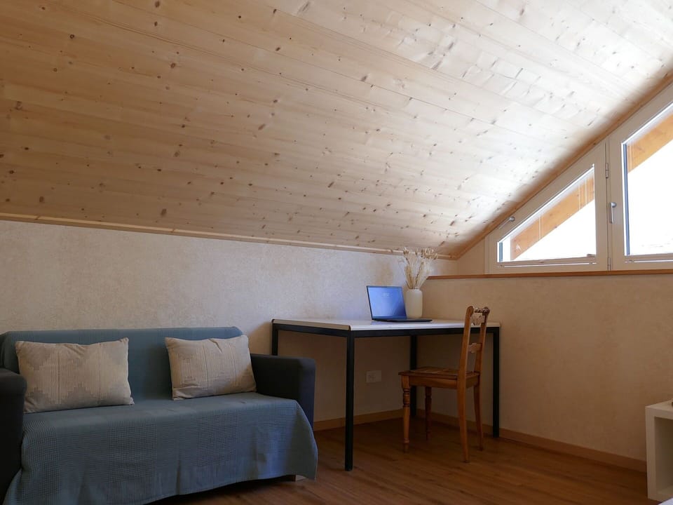 Furniture, Flooring, Interior Design, Floor, Wood, Ceiling, Wood Flooring, Room, Attic, Lighting