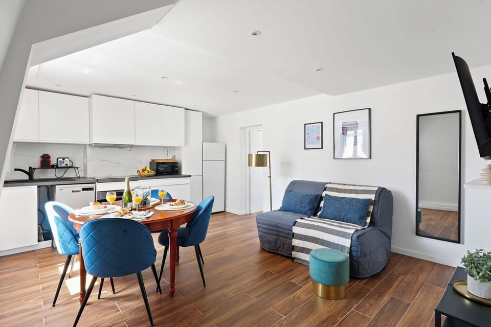 The open-plan living, kitchen and dining area