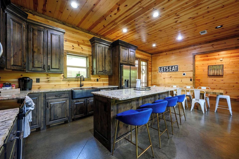 The open kitchen offers ample space & all the comforts of home​