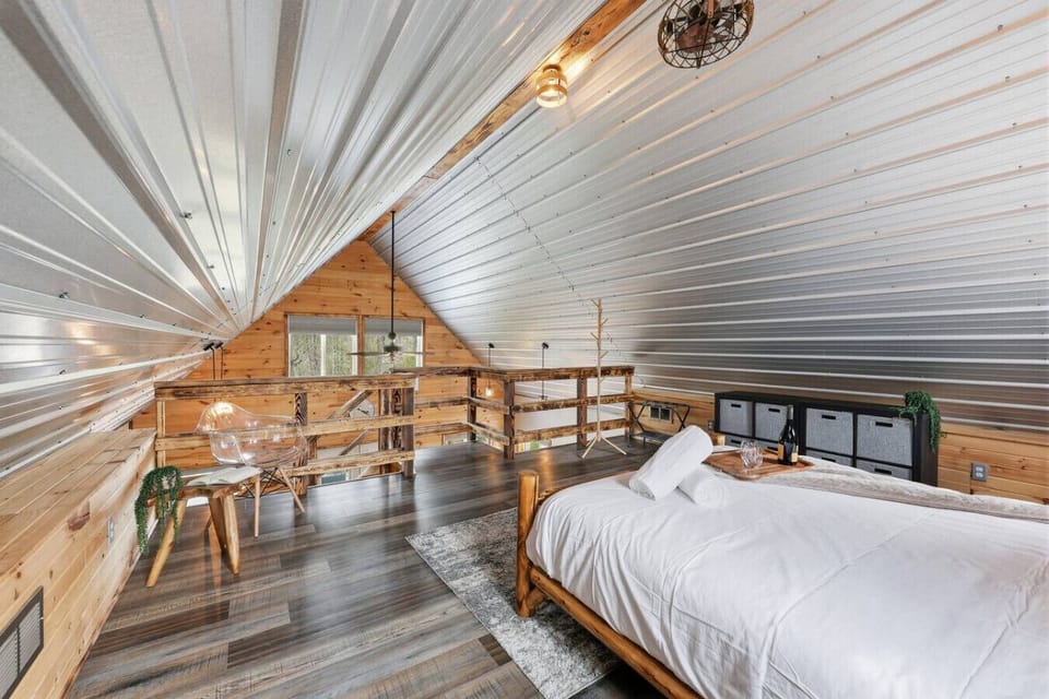 Loft bedroom with queen bed