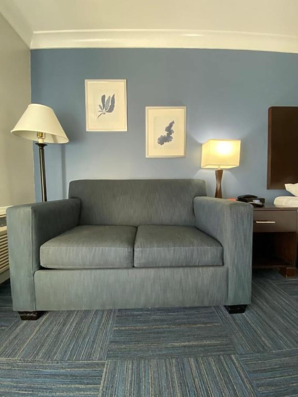 Kick back on the cozy sofa for a quiet wind-down.