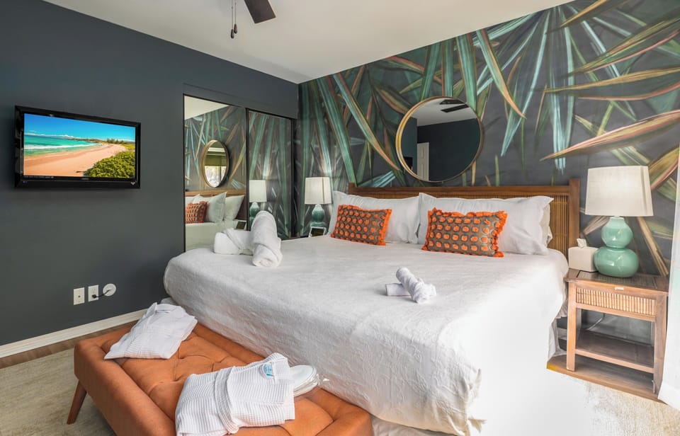Relaxing retreat with king bed and island-inspired style