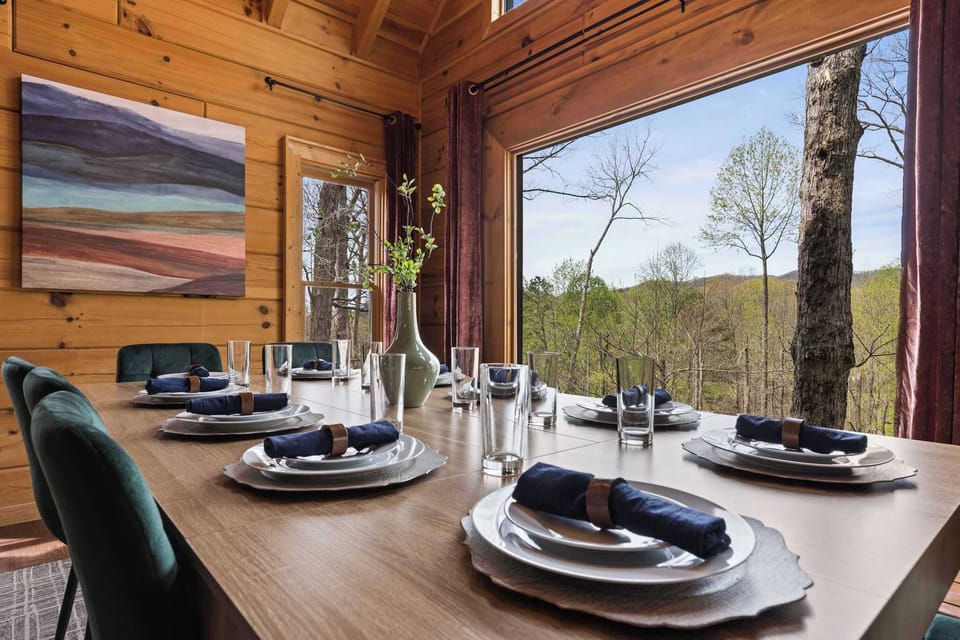 Our formal dining area brings the beauty of the Blue Ridge mountains right to your table.