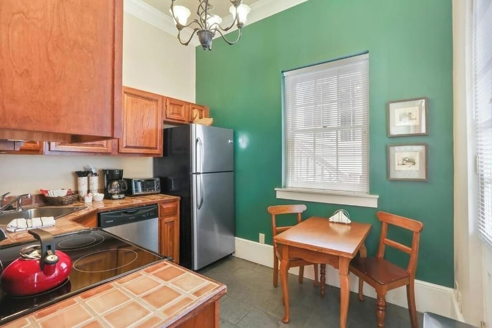 Start mornings with coffee at the sunlit breakfast table.