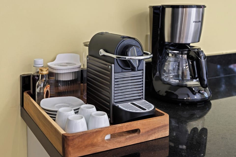 Coffee station with nespresso machine and drip coffee maker for easy mornings at home