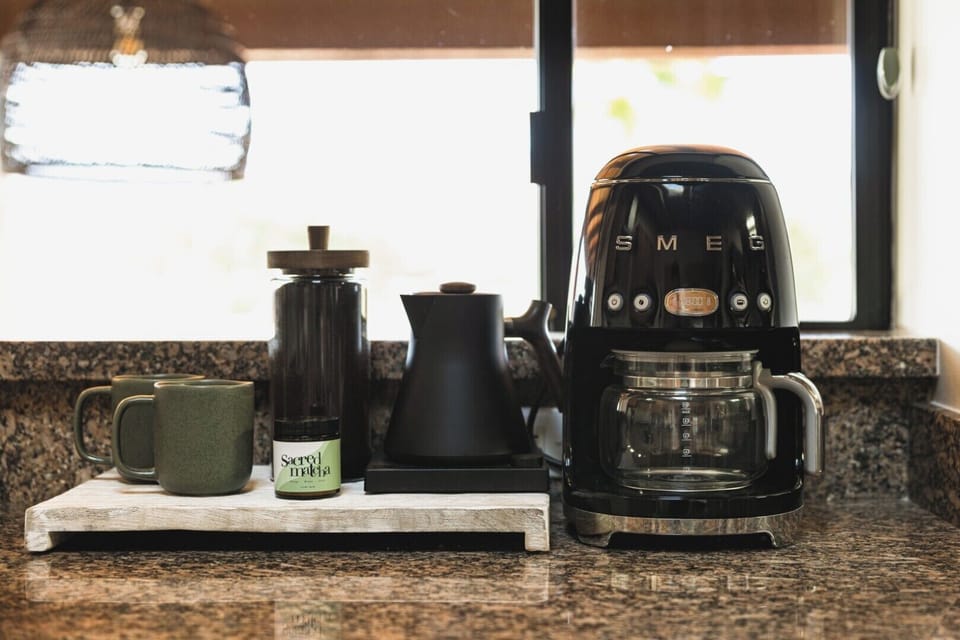 We take our coffee seriously, SMEG, fellow kettle and complimentary teas and coffee.