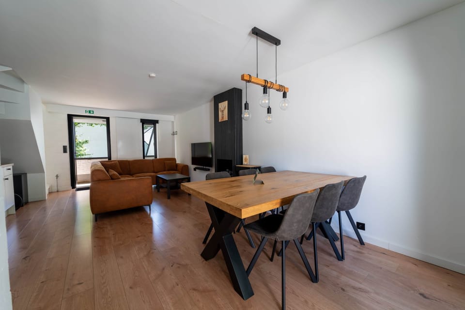 Dining table and living room