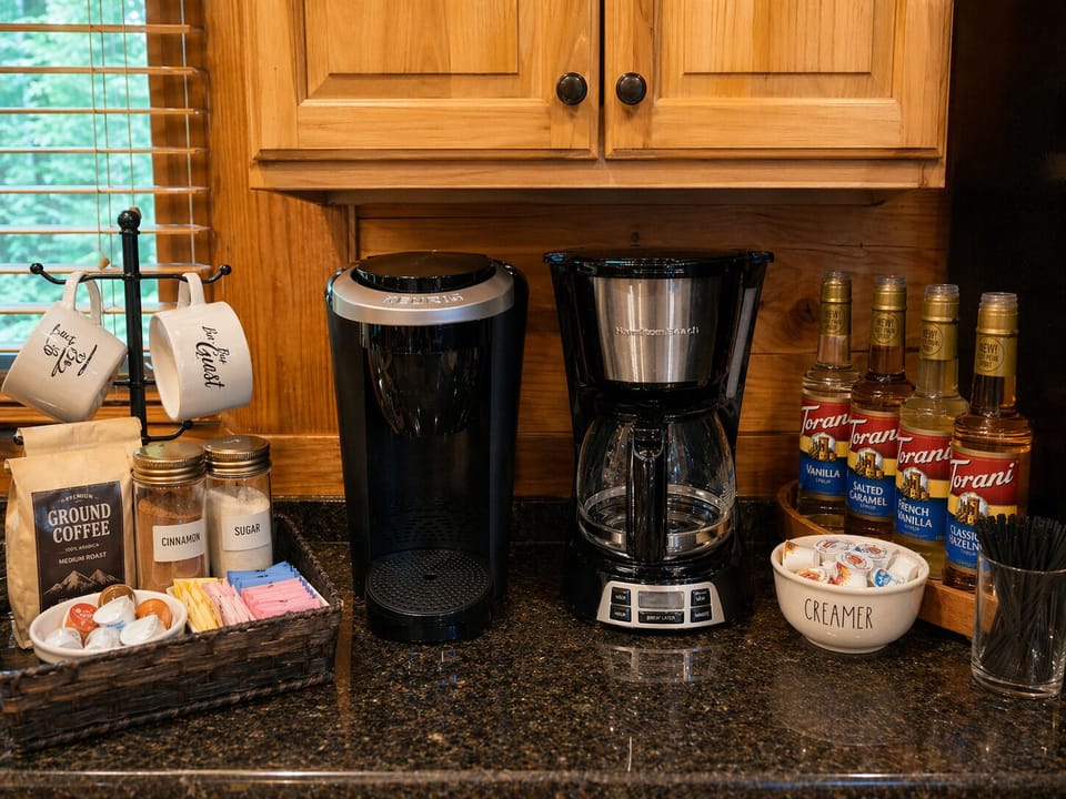 Your morning coffee bar — Keurig, drip brew & Torani syrups! ☕