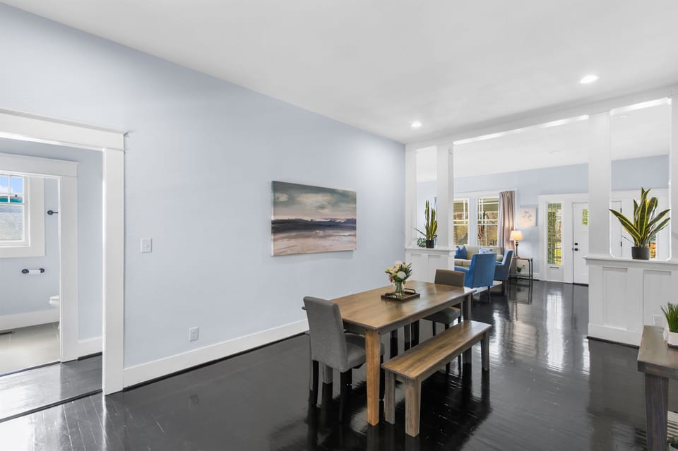 Pour a drink, pull up a chair, and settle in—this cozy dining area keeps everyone connected, whether it’s breakfast, game night, or takeout together.