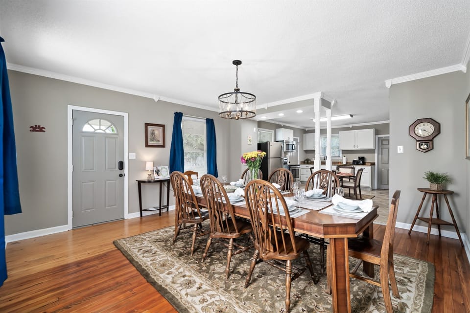 With its own distinct charm, the dining room creates a warm setting for everything from casual dinners to special gatherings.