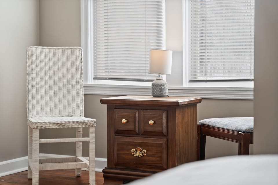 Bright and inviting, the queen room offers a peaceful place to recharge after a busy day exploring Huntsville.
