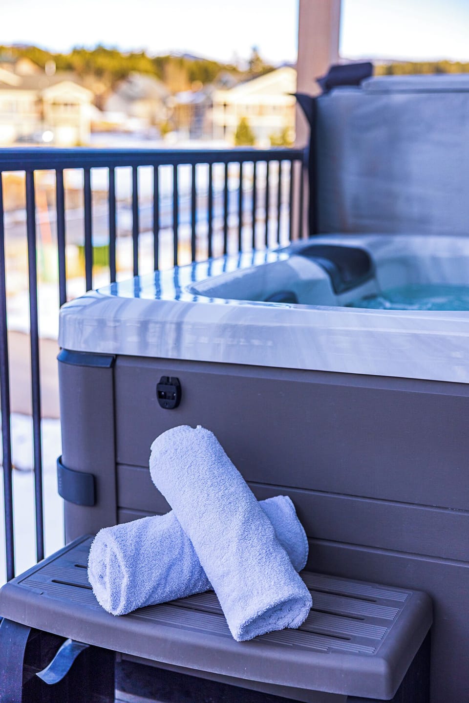 Hot Tub Retreat: Unwind in style with plush towels