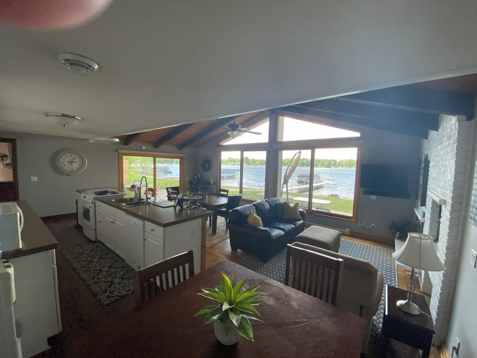Large windows make for great views of the lake.
