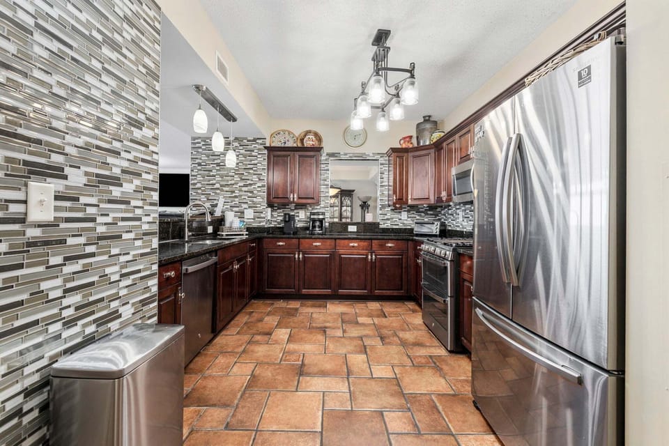 This is a great kitchen with everything you need during your stay.