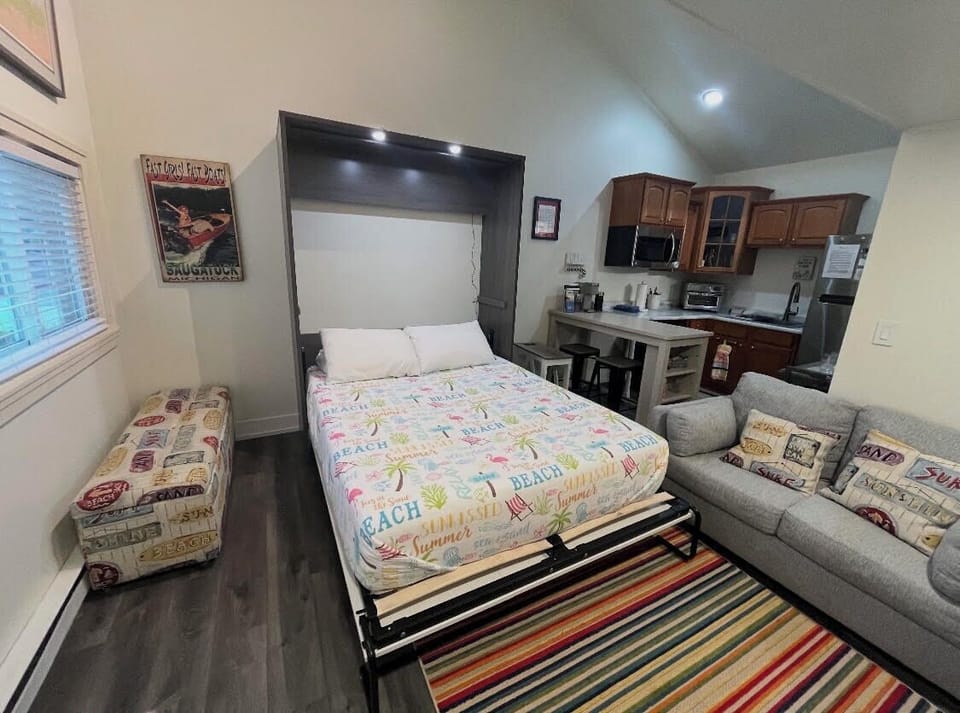 When putting down the murphy bed. This is how the couch and ottoman should be placed.