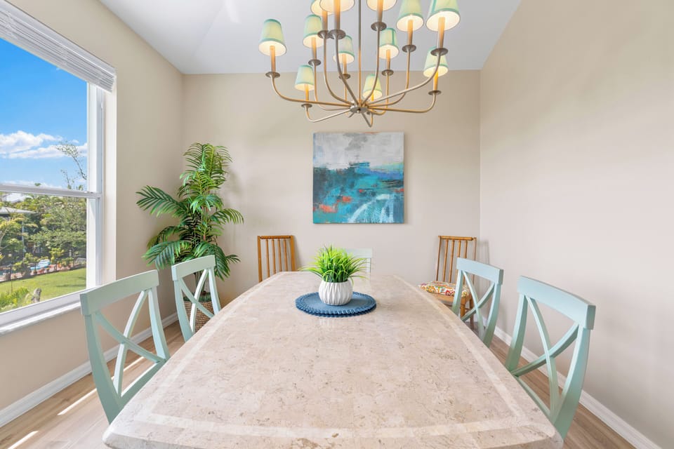 Formal dining with additional seating.