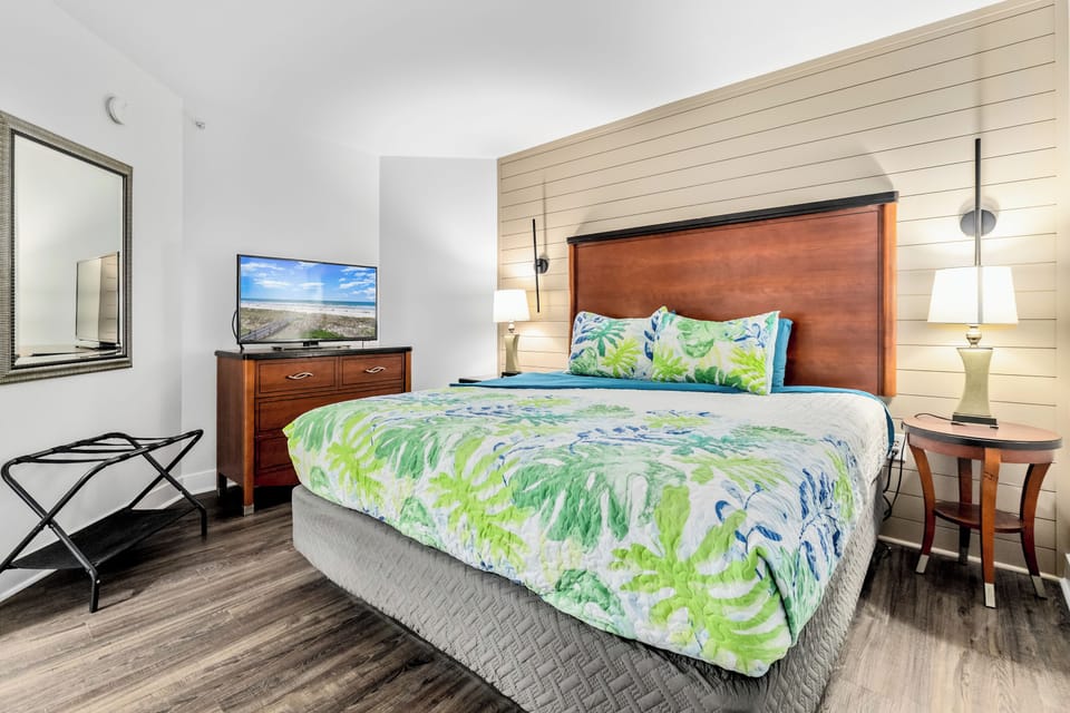 Cozy king bedroom designed for peaceful nights by the sea.