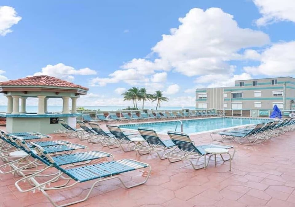 Outdoor pool just steps from the beach