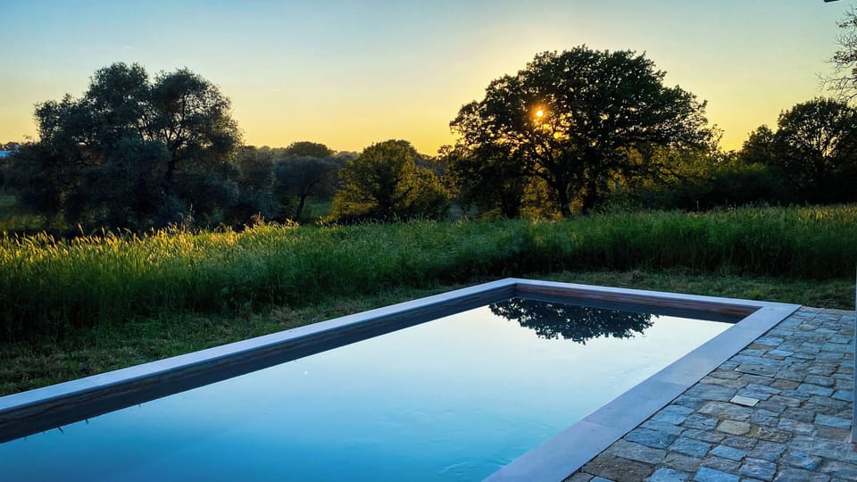 Sunset over the pool