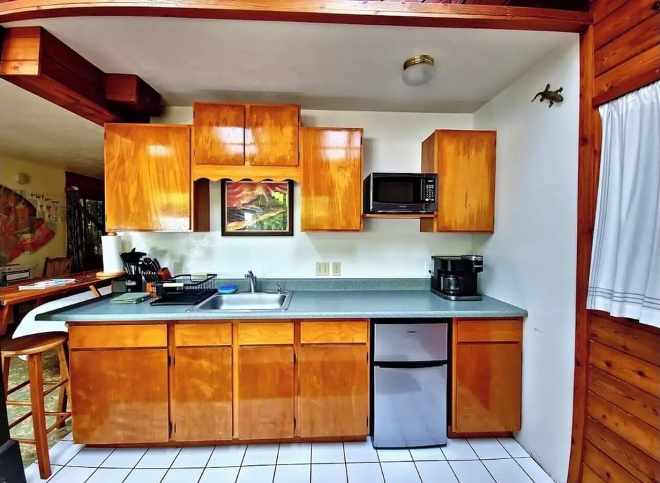 Gecko Room 
Kitchen 
No stove/oven
Two burner electric stovetop provided to cook