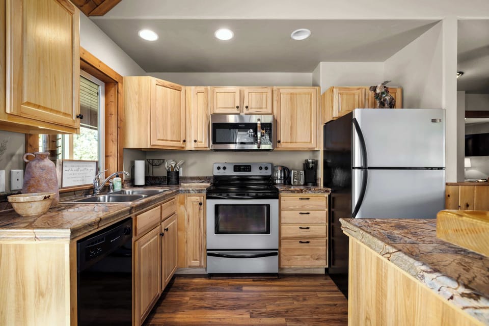 Fully equipped kitchen for home-cooked meals away from home