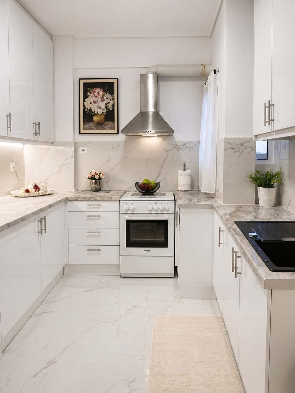Fully Equipped Modern Kitchen with Marble Finishes